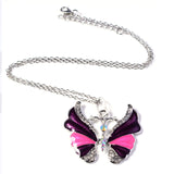 New Fashion Enamel Necklace Big Insect Butterfly Animal Pendant Necklace Silver Color Chains Rhinestone Women Jewelry