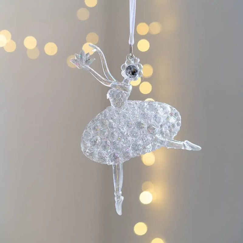 Winter-themed Decorations Hanging Snowflakes Colorful Acrylic Christmas Tree Ornaments 3d Carriage Ballet Girl Butterfly Elk