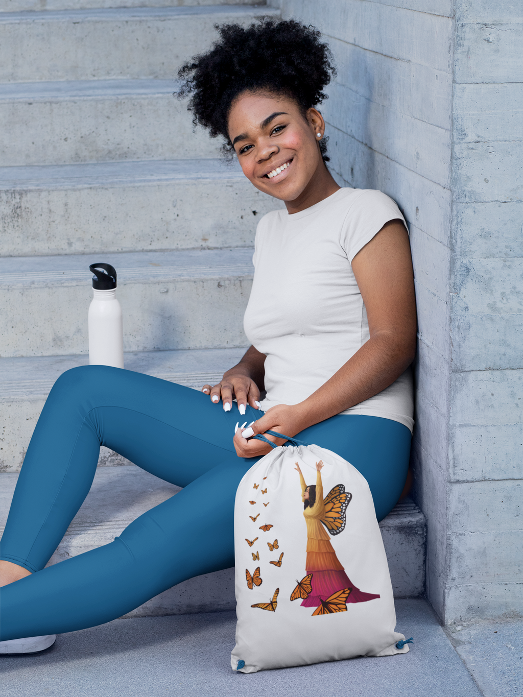 Butterfly Art Drawstring Bag